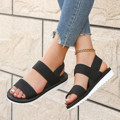Women Black Lace Up Flat Sandals With Anti Slip Sole And Matching Color Design 2