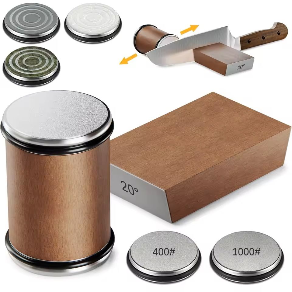 Rolling Knife Sharpener Kit with Magnetic Holder and Diamond Sharpening Stones