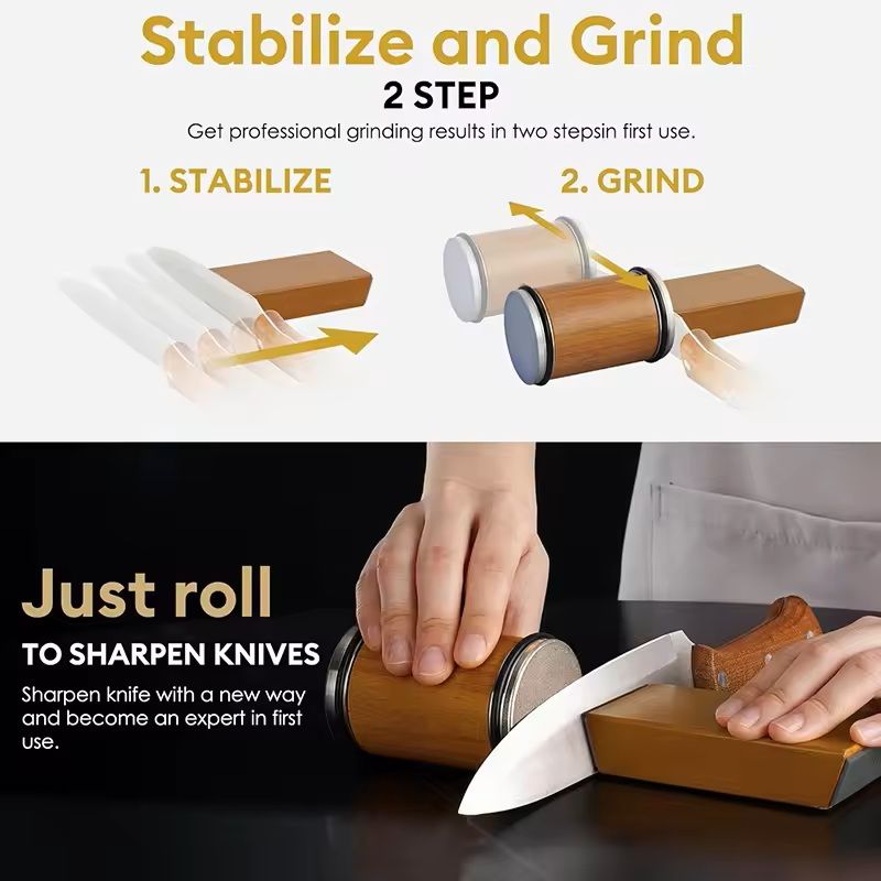 Rolling Knife Sharpener Kit With Magnetic Holder And Diamond Sharpening Stones 3