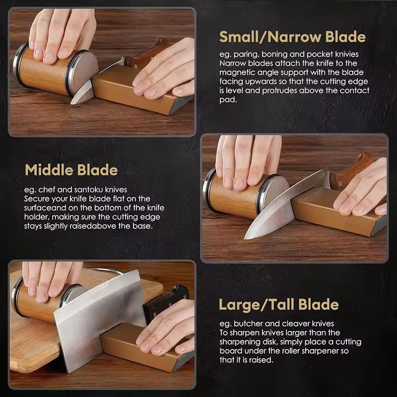 Rolling Knife Sharpener Kit With Magnetic Holder And Diamond Sharpening Stones 4