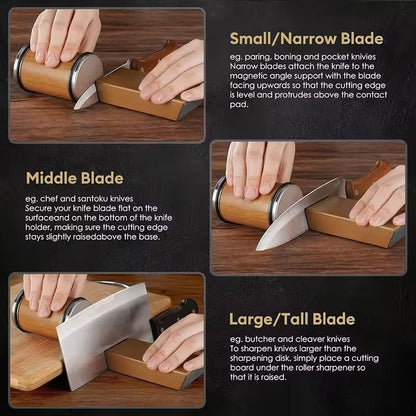 Rolling Knife Sharpener Kit With Magnetic Holder And Diamond Sharpening Stones 4