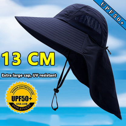 Men Wide Brim Jungle Hiking Hat with Neck Cover, Outdoor Quick Dry Fishing Bucket Hat for Sun Protection & Camping
