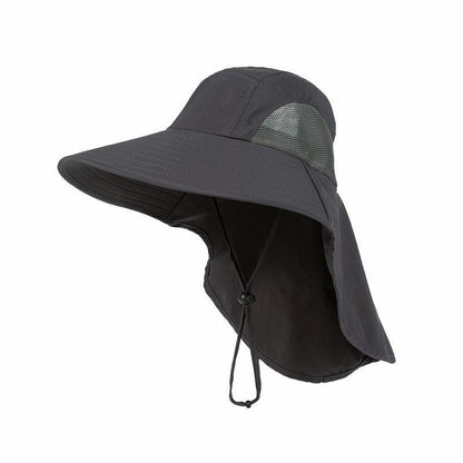 Men Wide Brim Jungle Hiking Hat with Neck Cover, Outdoor Quick Dry Fishing Bucket Hat for Sun Protection & Camping
