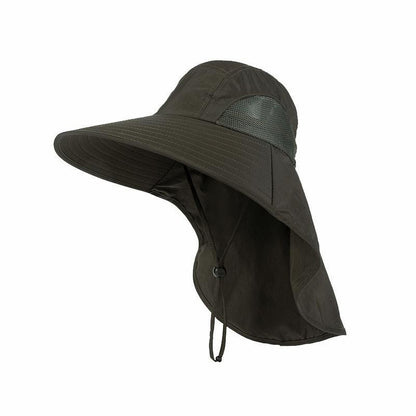 Men Wide Brim Jungle Hiking Hat with Neck Cover, Outdoor Quick Dry Fishing Bucket Hat for Sun Protection & Camping