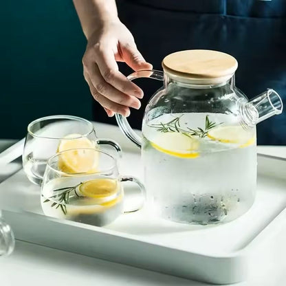 Large Transparent Glass Teapot 1.8L Heat-Resistant Flower Tea Kettle