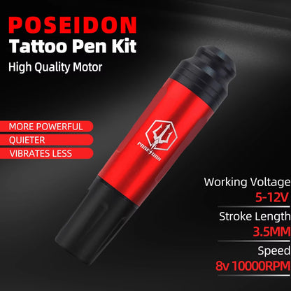 High Power Tattoo Pen Kit Hot Red Permanent Makeup Tattoo Gun Kit With Power Supply Cartridge Needl 2