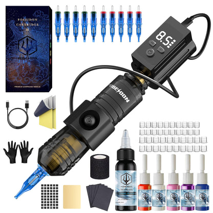 High Power Tattoo Pen Kit Hot Red Permanent Makeup Tattoo Gun Kit With Power Supply Cartridge Needl 5