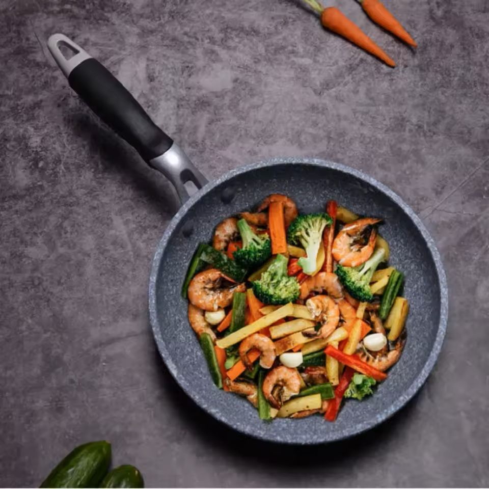 Durable Stone NonStick Frying Pans And Wok Set For All Cooktops 2