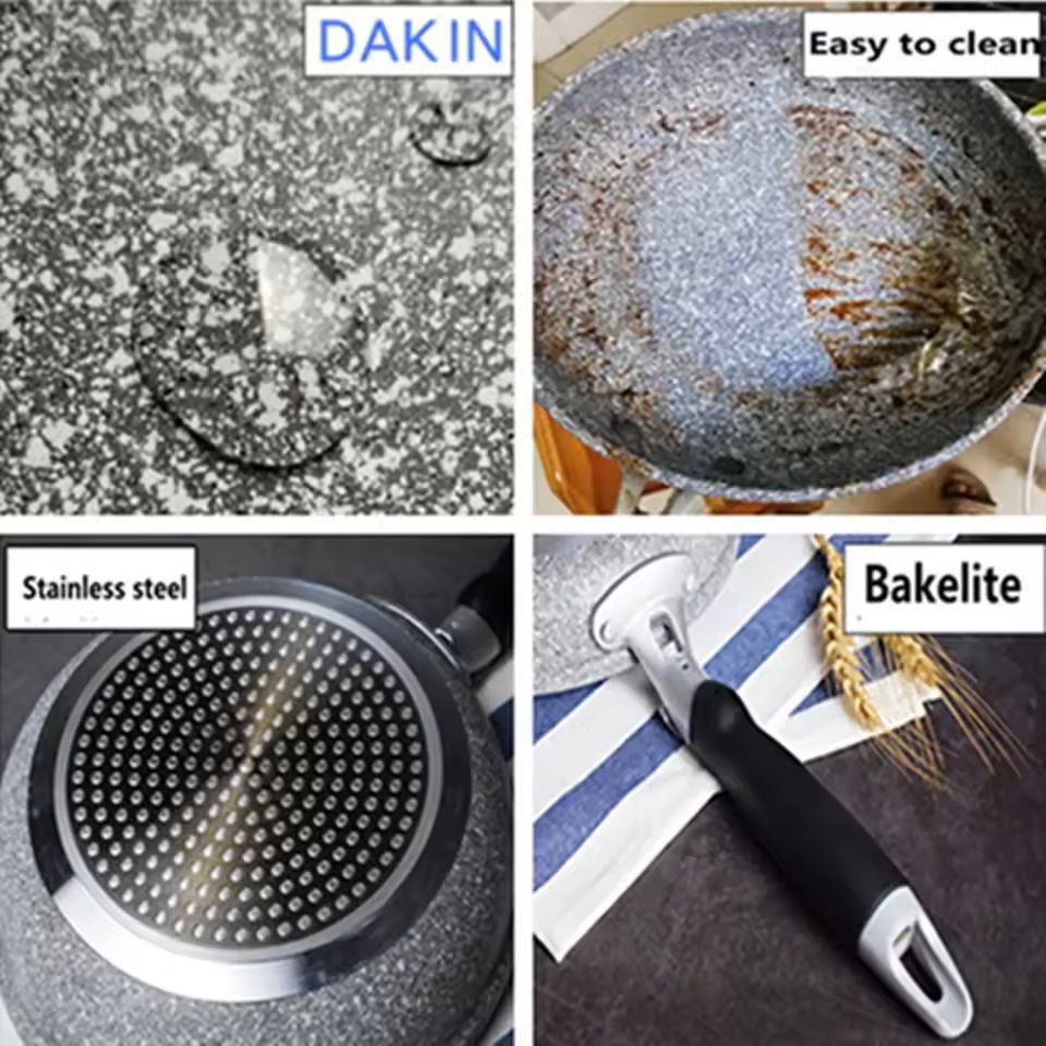 Durable Stone NonStick Frying Pans And Wok Set For All Cooktops 5