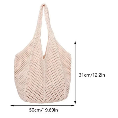 Hollow Woven Shoulder Tote Bag Large Mesh Beach Handbag 14