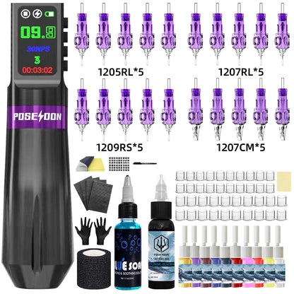 Tattoo Kit New Memory Tattoo Pen Machine Wireless Permanent Makeup Gun Kit with Power Supply for Professional Artists