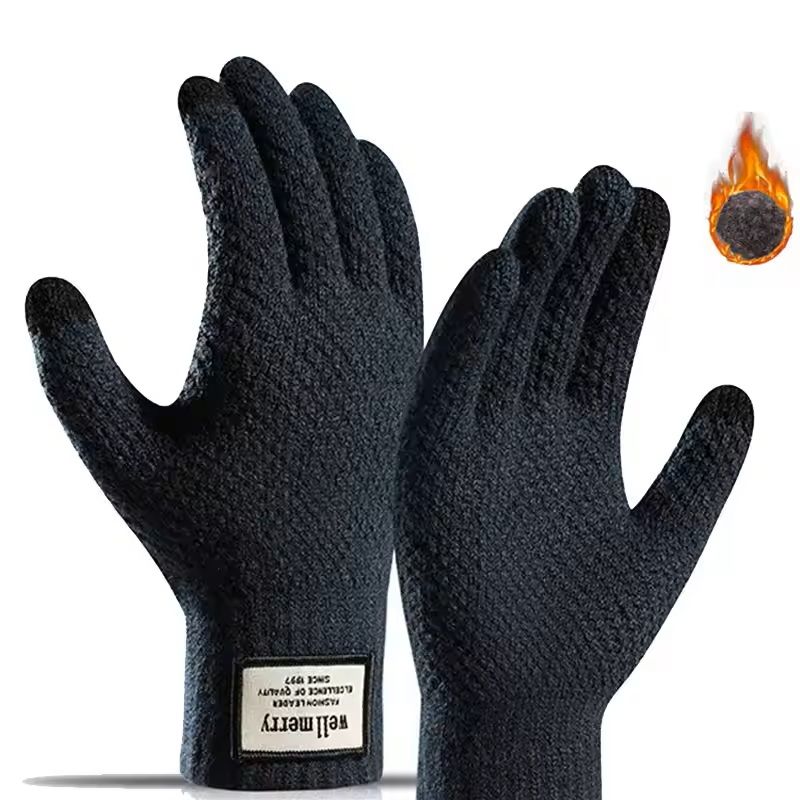 Mens Knitted Touchscreen Gloves Warm Wool Cashmere Mittens 1