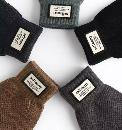 Mens Knitted Touchscreen Gloves Warm Wool Cashmere Mittens 4