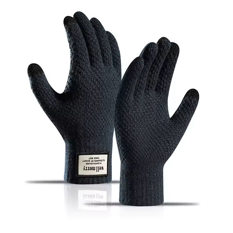 Mens Knitted Touchscreen Gloves Warm Wool Cashmere Mittens 8