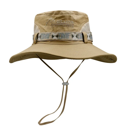 Summer Men Bucket Hat Outdoor UV Protection Wide Brim Panama Safari Hiking Fishing Mesh Hat Beach Sunscreen Cap for Hunt