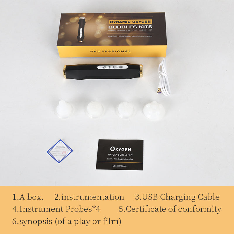 Portable CO2 Oxygen Bubble Pen, Rechargeable Facial Cleansing & Anti-Aging Skin Care Device with Balance Serum Input