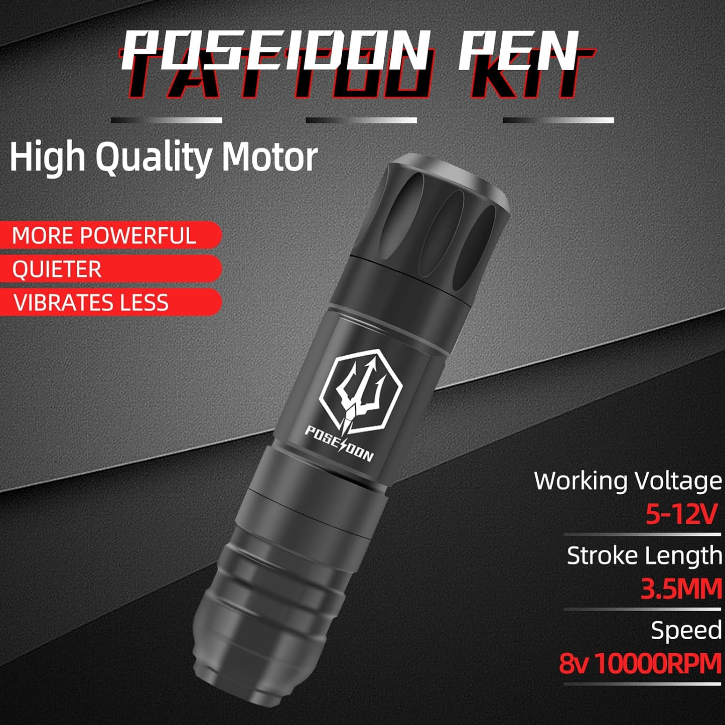 Tattoo Kit POSEIDON High Power Tattoo Pen Kit For Permanent Makeup Tattoo Machine Kit High Quality  1
