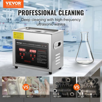 3L Stainless Steel Heated Ultrasonic Cleaner Digital Jewelry  Eyeglass Cleaner With Timer For Watch 2