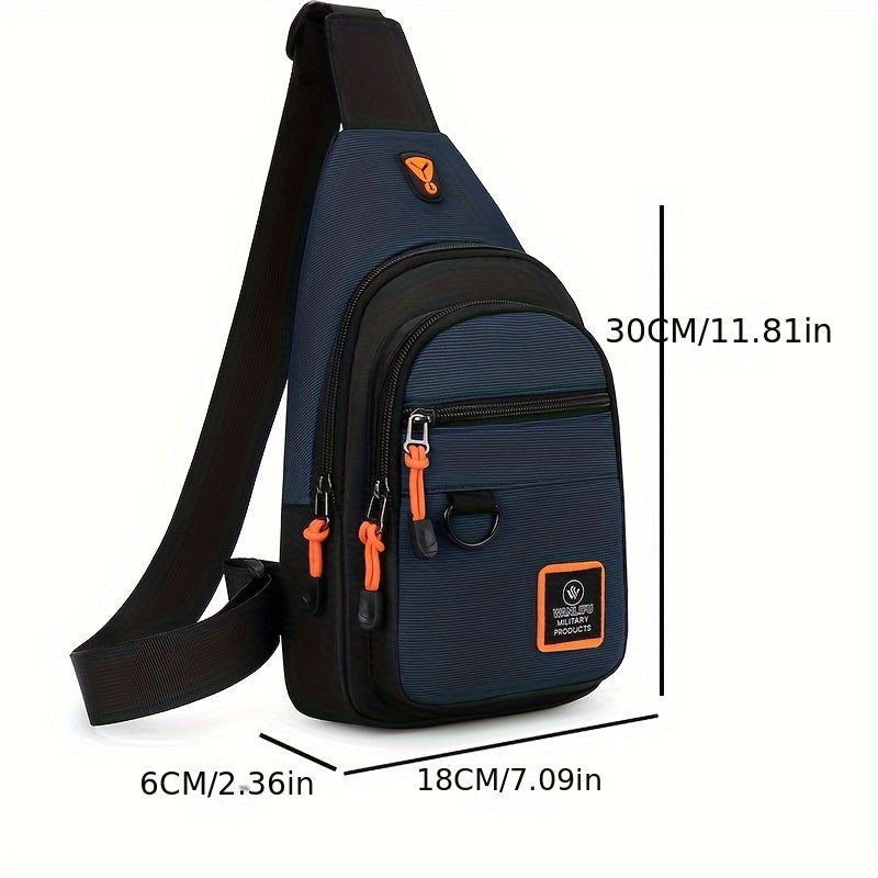 Men Leisure Outdoor Hiking Bike Shoulder Bag, Waterproof Travel Chest Backpack, Sports Crossbody Bag for Cycling, Camp