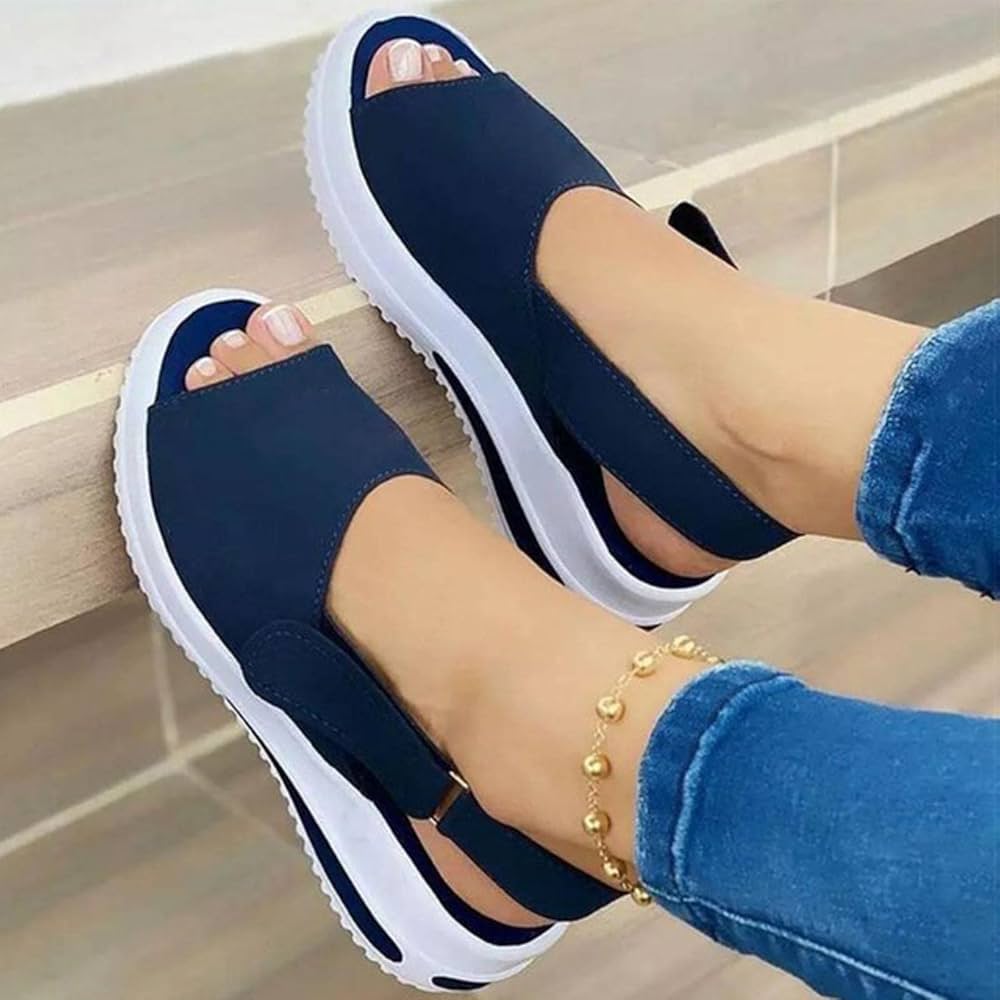 Womens Summer Peep Toe Sandals Lightweight Breathable Non Slip Comfort Footwear 3