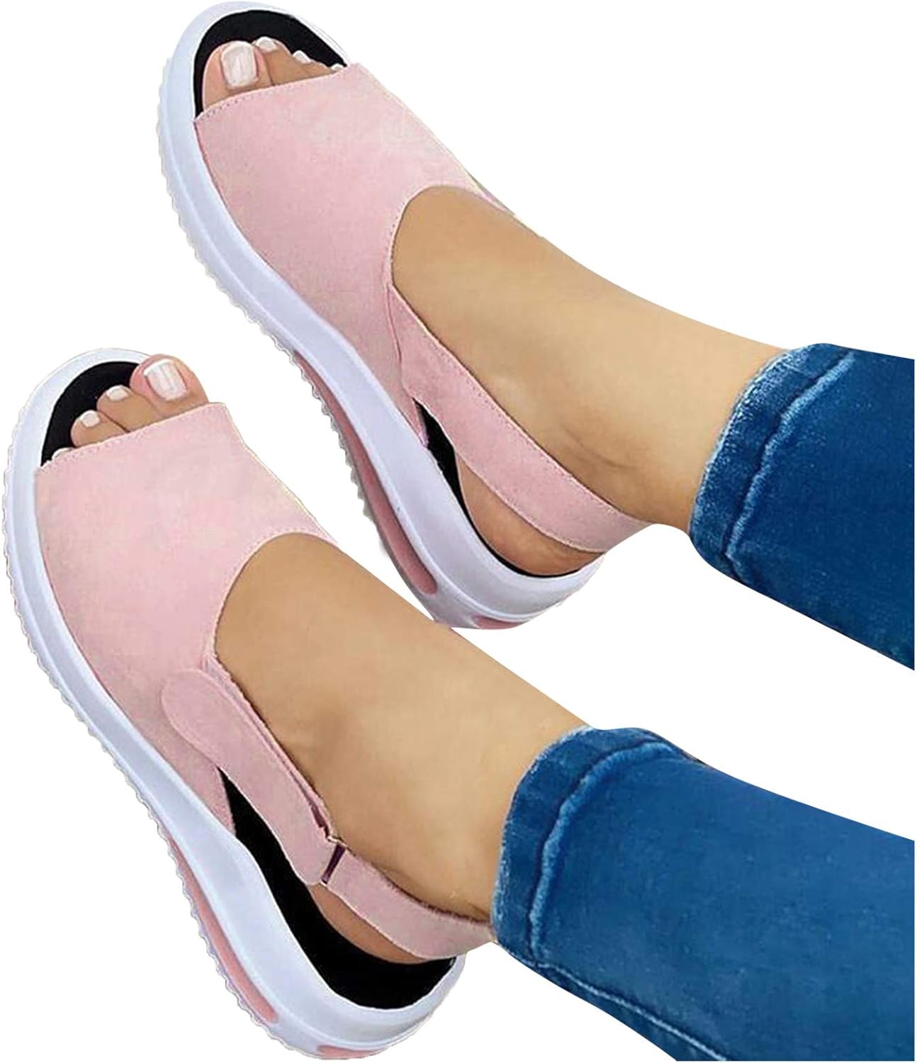 Womens Summer Peep Toe Sandals Lightweight Breathable Non Slip Comfort Footwear 5
