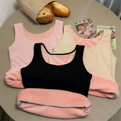 Womens Winter Thermal Undershirt Plus Velvet Sleeveless Warm Base Layer Top