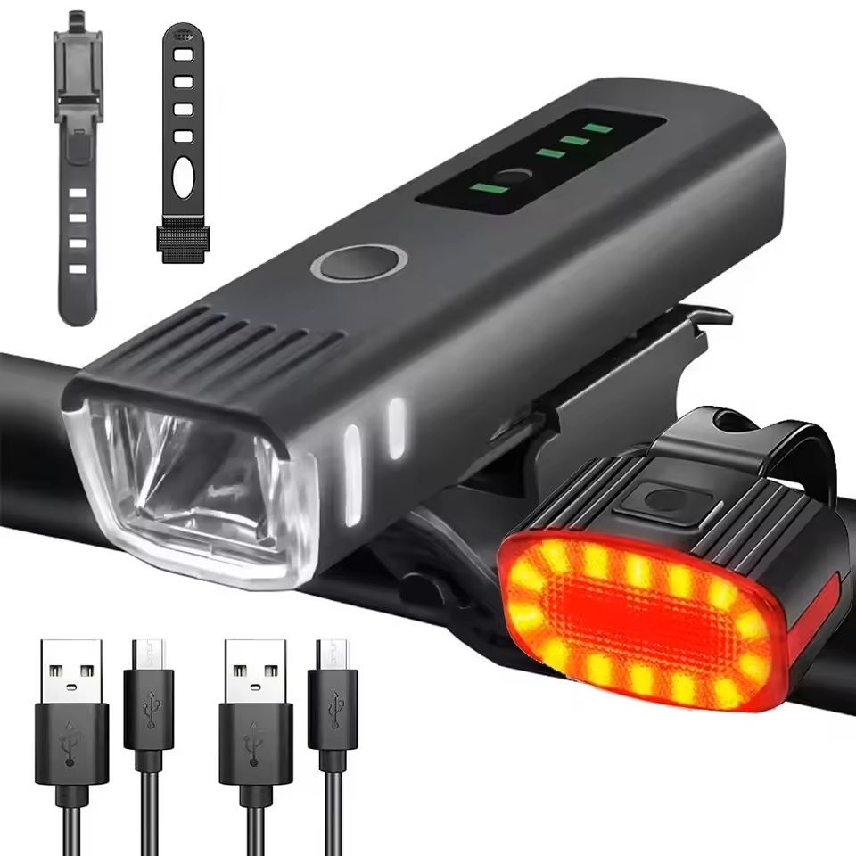 USB Rechargeable LED Bicycle Front And Rear Light Set 8