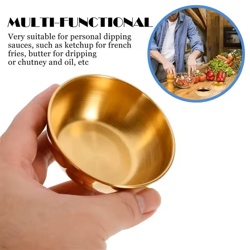 Stainless Steel Golden Sauce Dish Set Of 2 3