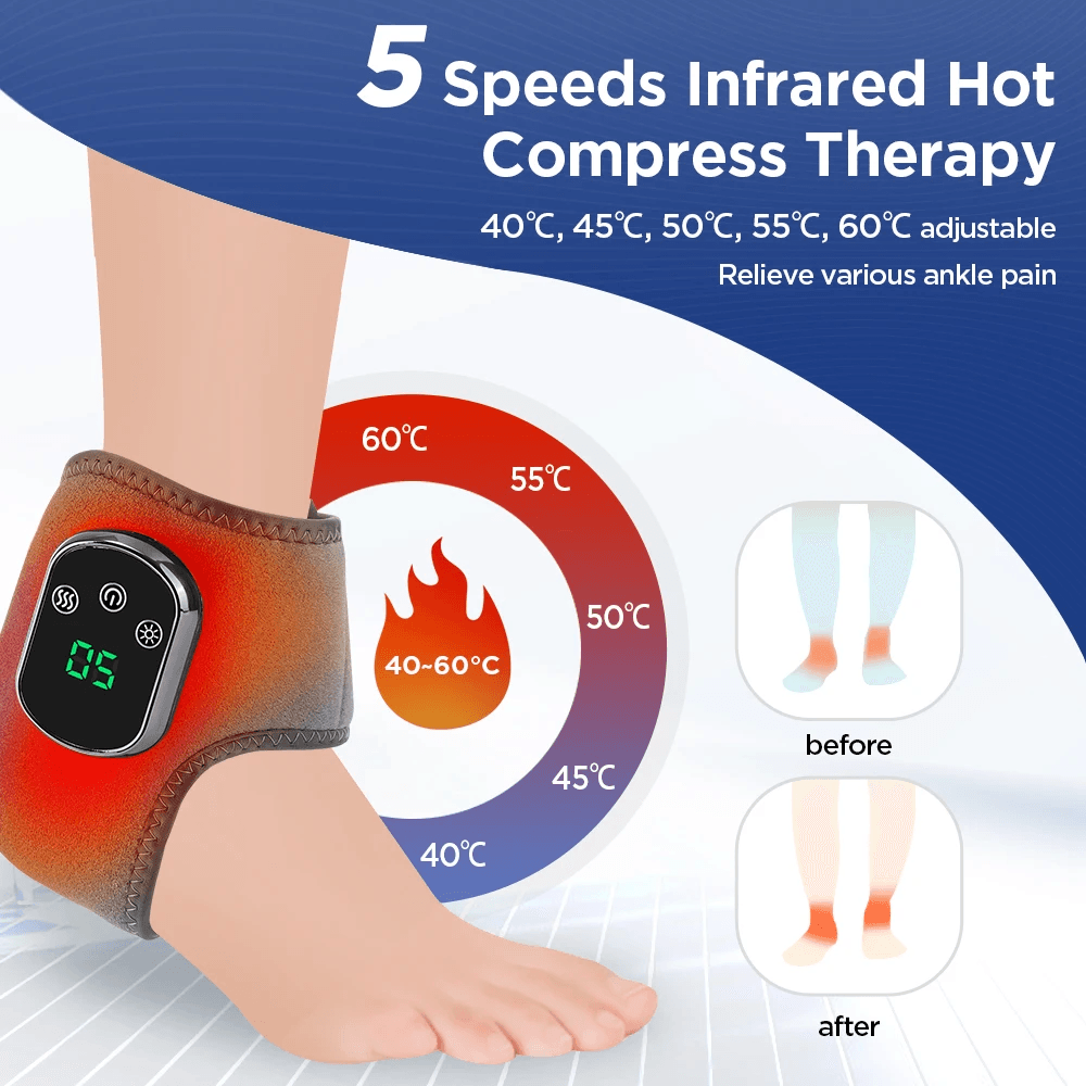 Electric Ankle Massager with Vibration & Infrared Heat – Muscle Relaxation & Joint Pain Relief Support