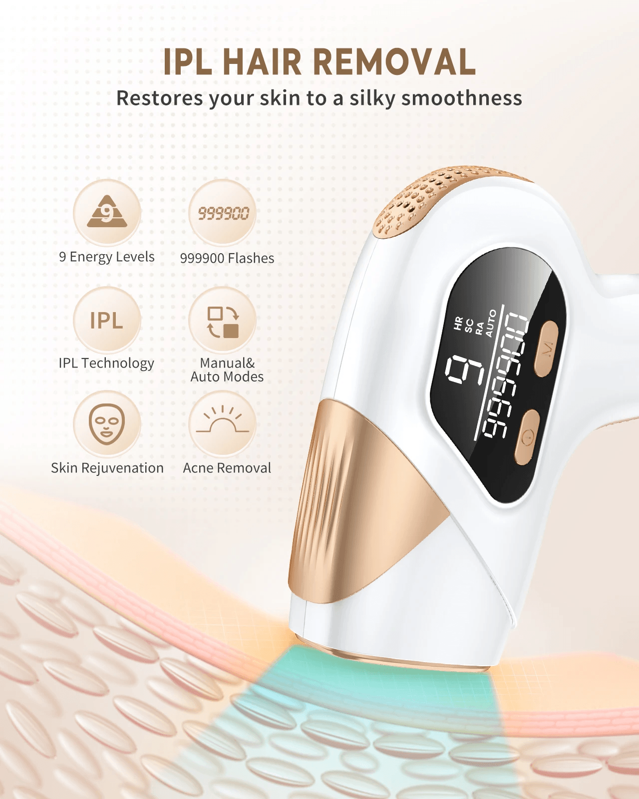 IPL Laser Hair Removal Device  999900 Flashes 9 Energy Levels For Face Underarms Bikini  Body 1