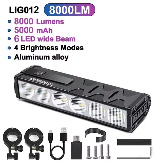 Bicycle Headlight 10000 Lumen Waterproof USB Rechargeable 9