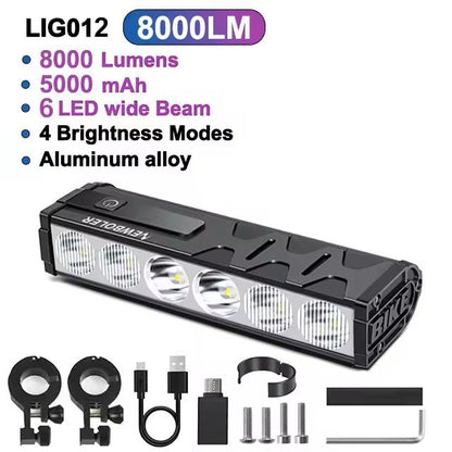 Bicycle Headlight 10000 Lumen Waterproof USB Rechargeable 9