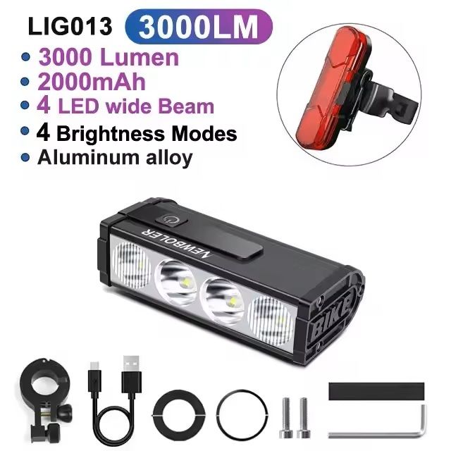Bicycle Headlight 10000 Lumen Waterproof USB Rechargeable 11
