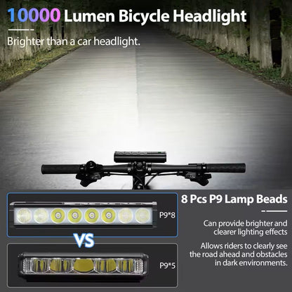 Bicycle Headlight 10000 Lumen Waterproof USB Rechargeable 2