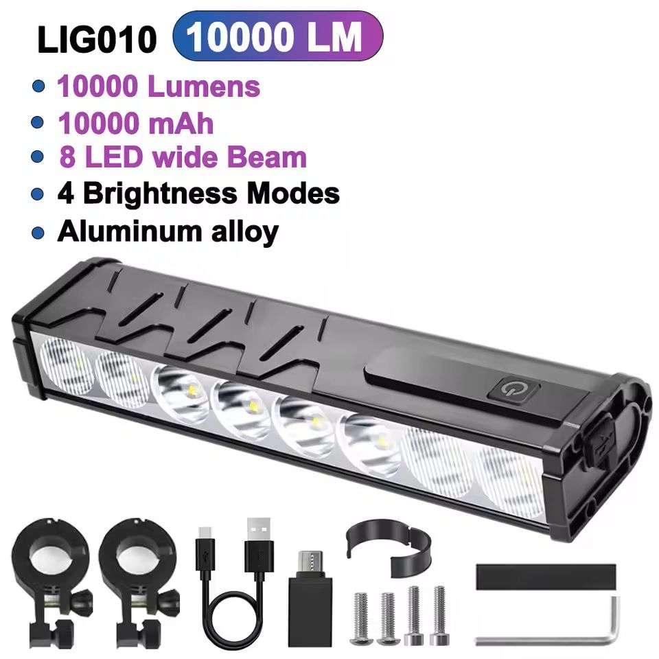 Bicycle Headlight 10000 Lumen Waterproof USB Rechargeable 7