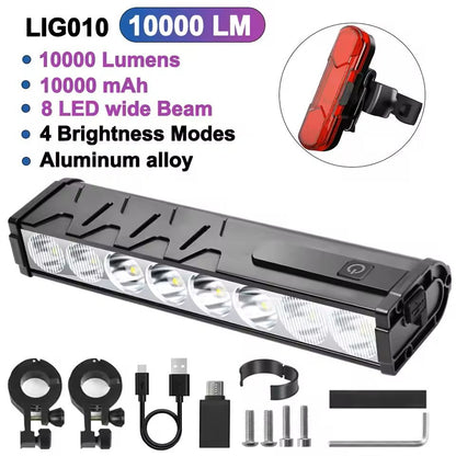 Bicycle Headlight 10000 Lumen Waterproof USB Rechargeable 8