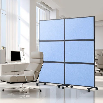 3-Pack Light Gray Office Divider Wall, Noise-Reducing Partition Panels (72" x 66") Made of Polyester