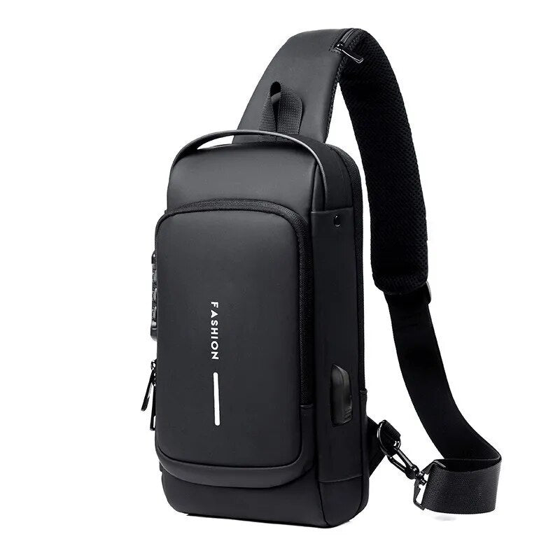 Classic PU Leather Men Crossbody Chest Bag, Anti-Theft Multifunctional Shoulder Bag for Travel, Work & Casual Outfits