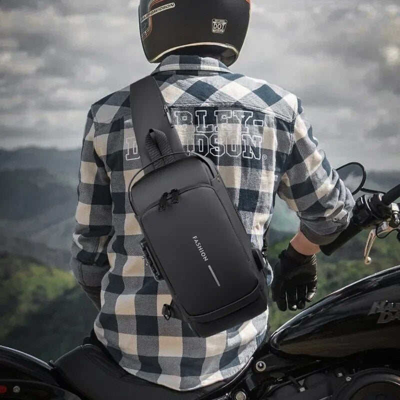 Classic PU Leather Men Crossbody Chest Bag, Anti-Theft Multifunctional Shoulder Bag for Travel, Work & Casual Outfits