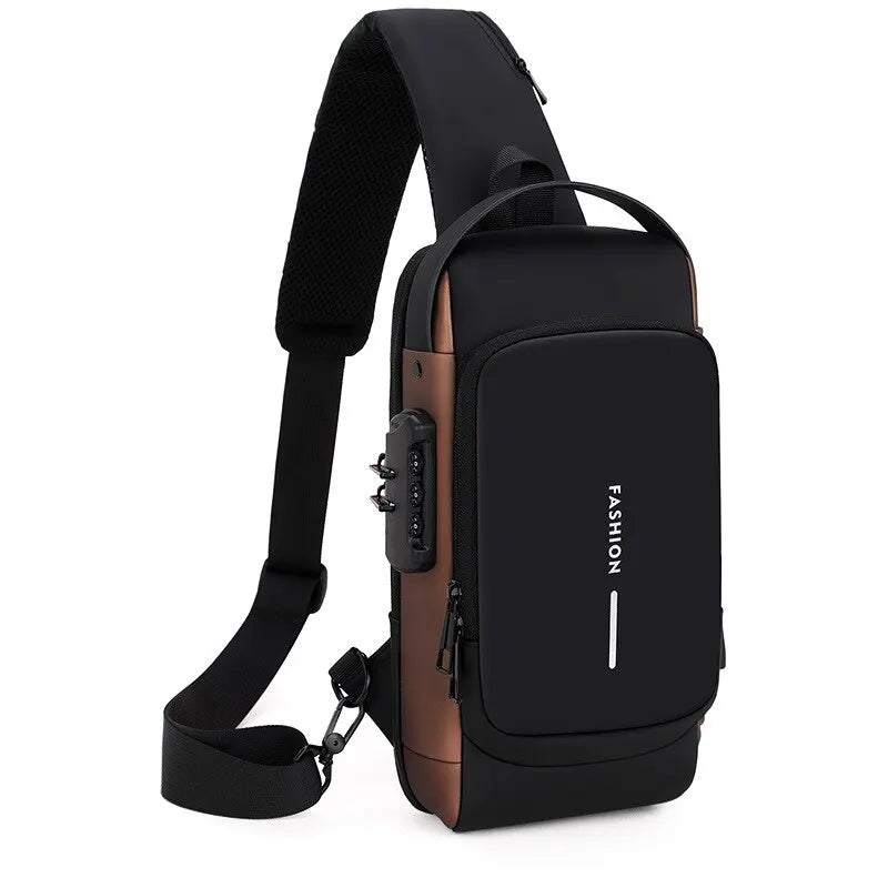 Classic PU Leather Men Crossbody Chest Bag, Anti-Theft Multifunctional Shoulder Bag for Travel, Work & Casual Outfits