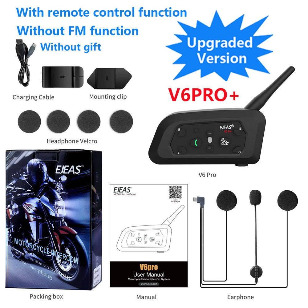 EJEAS V6 PRO PLUS Bluetooth Motorcycle Helmet Intercom Headset 6-Rider Waterproof BT Communicator System