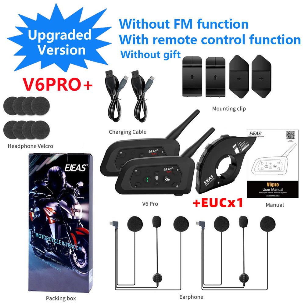 EJEAS V6 PRO PLUS Bluetooth Motorcycle Helmet Intercom Headset 6-Rider Waterproof BT Communicator System