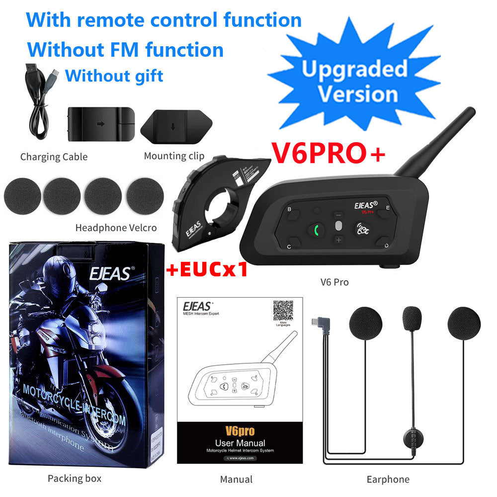 EJEAS V6 PRO PLUS Bluetooth Motorcycle Helmet Intercom Headset 6-Rider Waterproof BT Communicator System