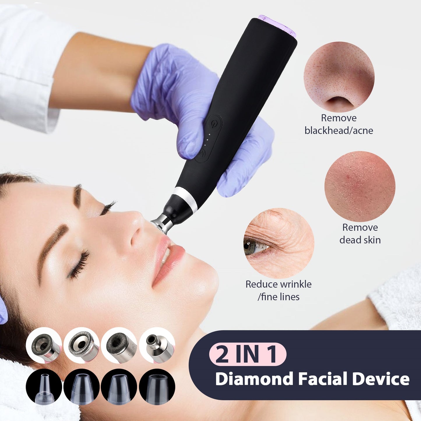 Portable Diamond Peeling Machine, Microdermabrasion Facial Cleaning Device & Vacuum Blackhead Remover