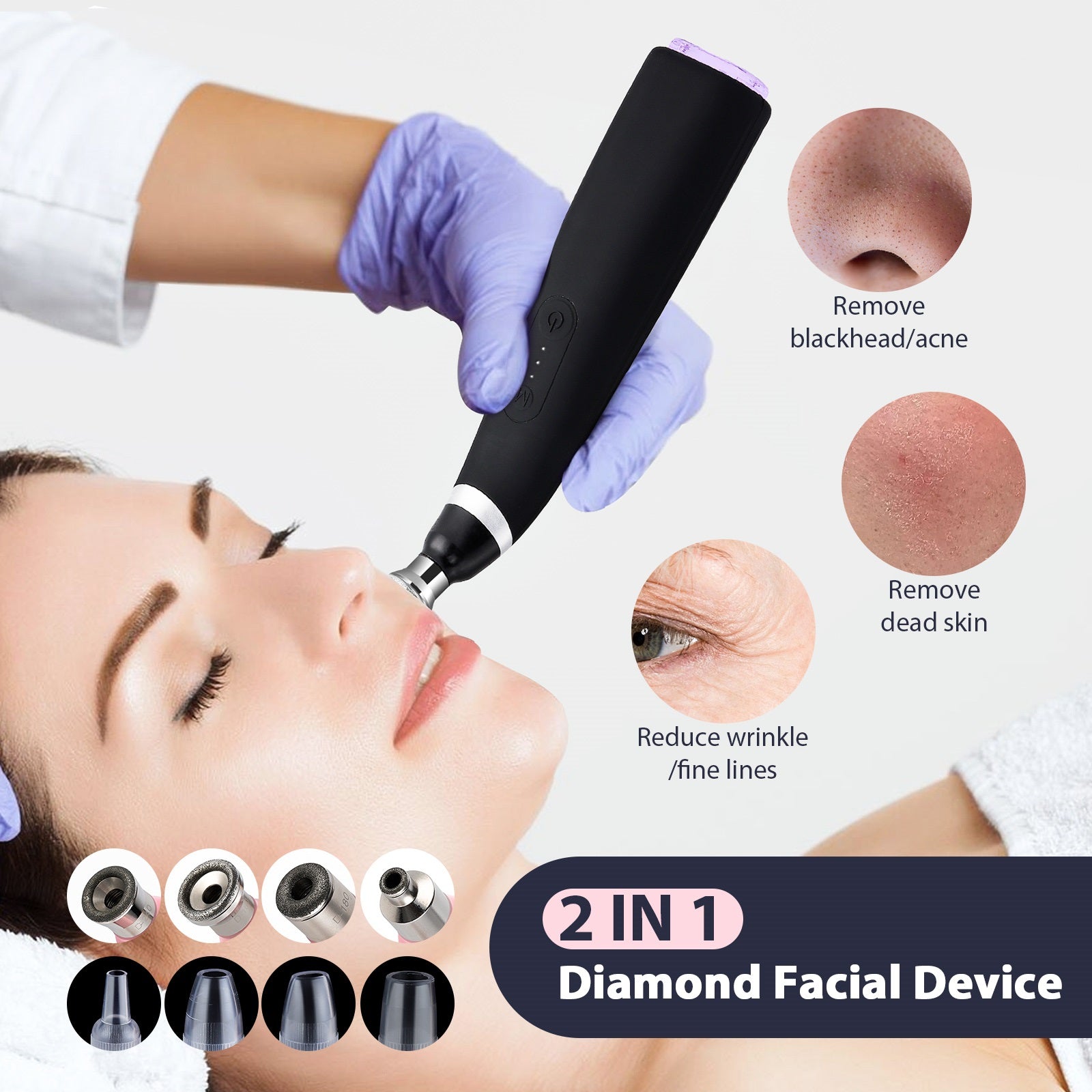 Portable Diamond Peeling Machine, Microdermabrasion Facial Cleaning Device & Vacuum Blackhead Remover