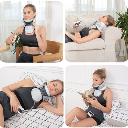 Adjustable Inflatable Cervical Vertebra Neck Traction Device with Posture Corrector Cervical Collar & Tractor Support