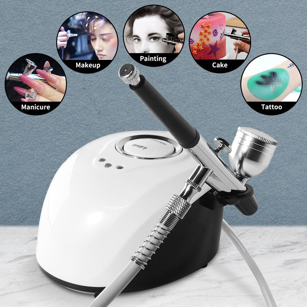Professional Airbrush Machine for Nails Art, Tattoo & Cake Nano Mist Sprayer Beauty Tool with Oxygen Injector