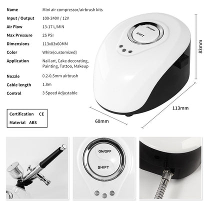 Professional Airbrush Machine For Nails Art Tattoo  Cake Nano Mist Sprayer Beauty Tool With Oxygen  3