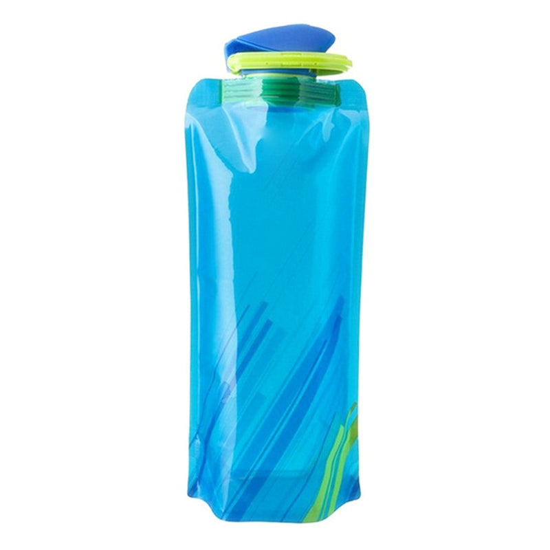 Foldable Water Bottles, Flexible Reusable Travel Water Bottle, Soft Plastic Water Pouch Bag with Carabiner Clip