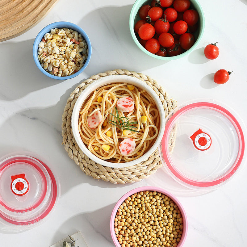 3pcs Wheat Straw Food Storage Bowls with Lids, Microwaveable Plastic Lunch Box Set, Eco-Friendly Fresh-Keeping